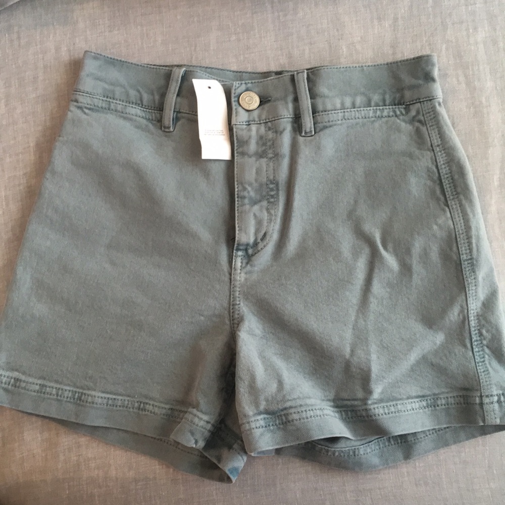Blue high rise mid thigh shorts